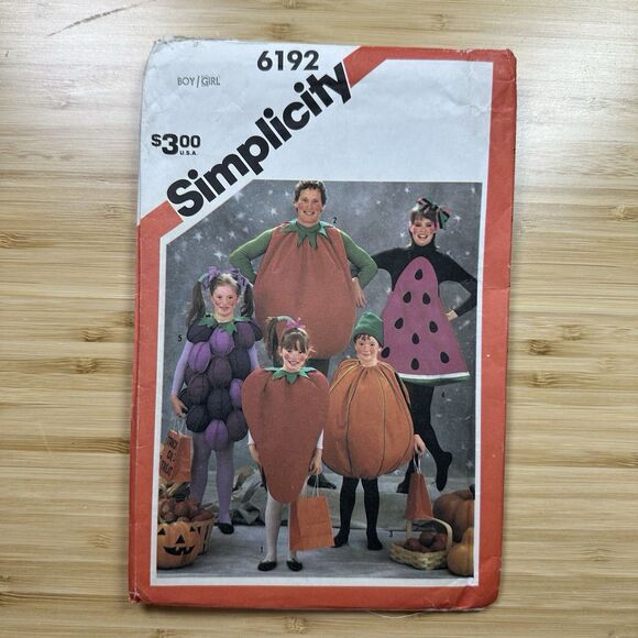 Simplicity Other - Vtg Fruit Vegetable Costume Sewing Pattern Grape Strawberry Tomato Pumpkin Child